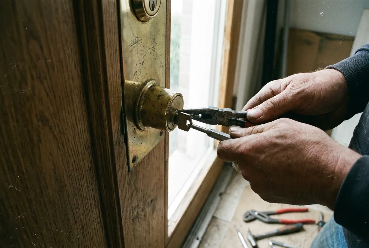 Clé cassée coincée dans le cylindre d'une serrure de porte d'entrée